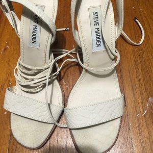 white snake print heels